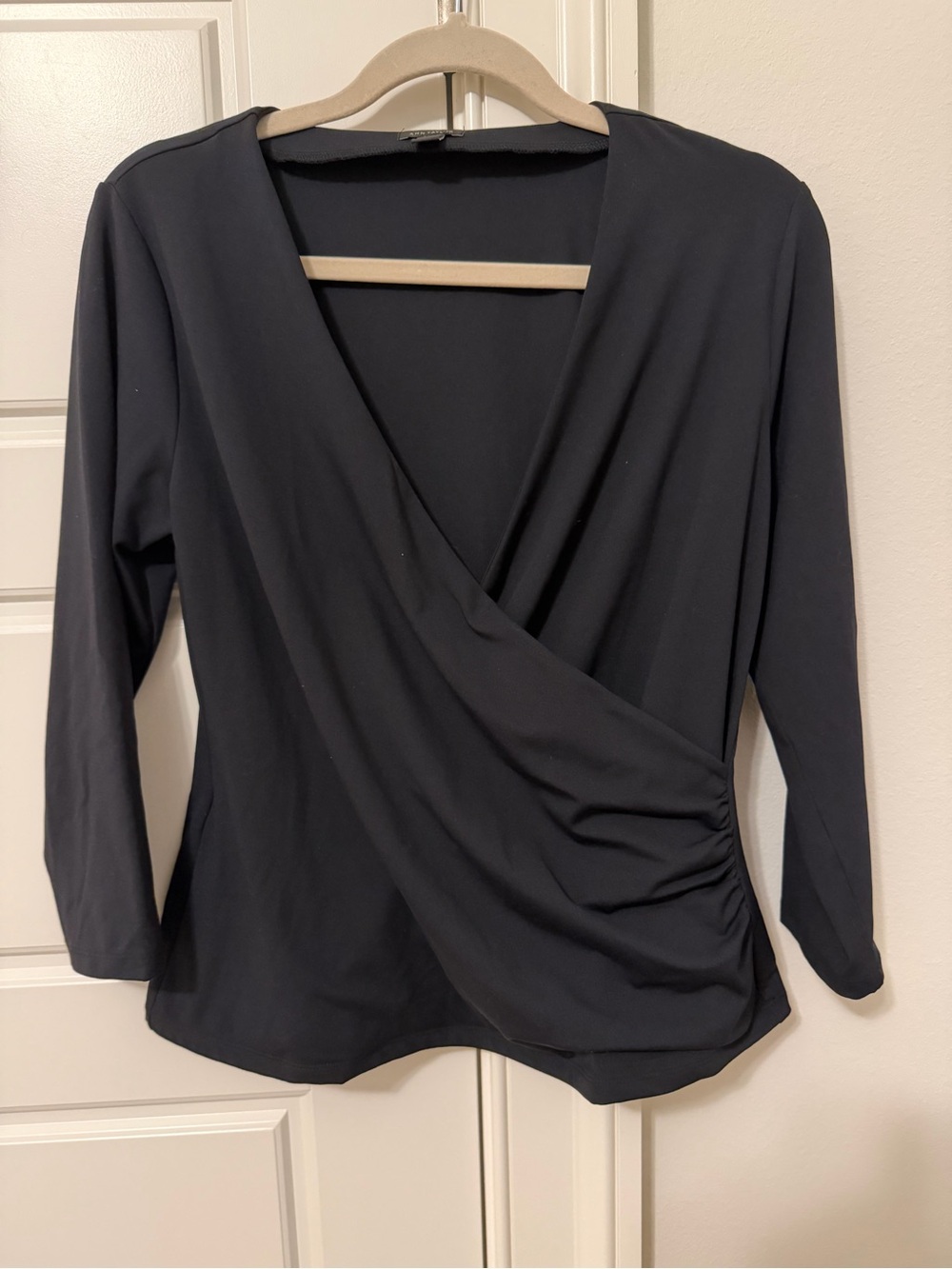 Ann Taylor Black Surplice Wrap Blouse